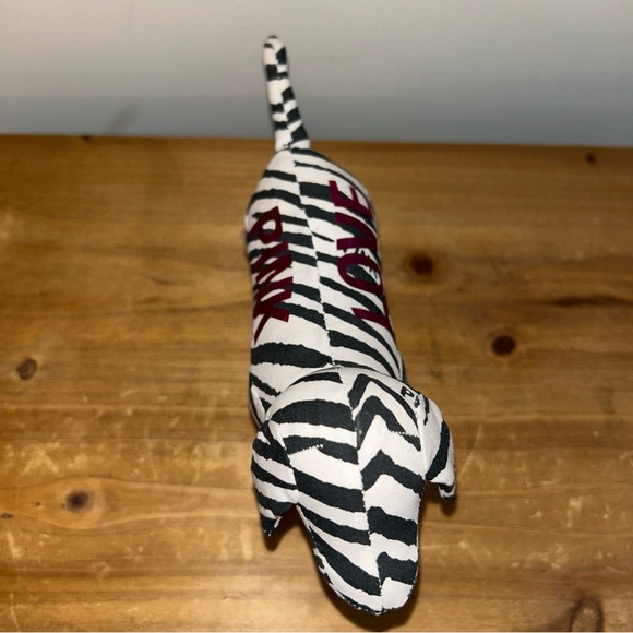Victoria's Secret PINK LOVE Zebra Print White Black 8” Dog Plush Stuffed Animal - Picture 7 of 7